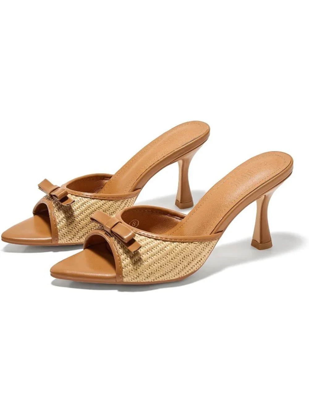 Women's Coffee Pointed Open Toe Heeled Sandals Slip On High Heels Dress Shoes